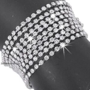 NEW Crystal Cz Multi Chain Link Tennis Line Bracelet Silver statement BLING